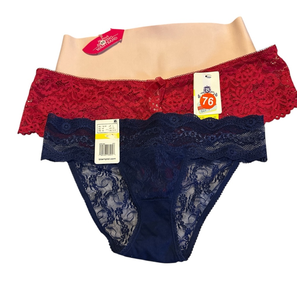 Maidenform Red and Navy Lace Panties